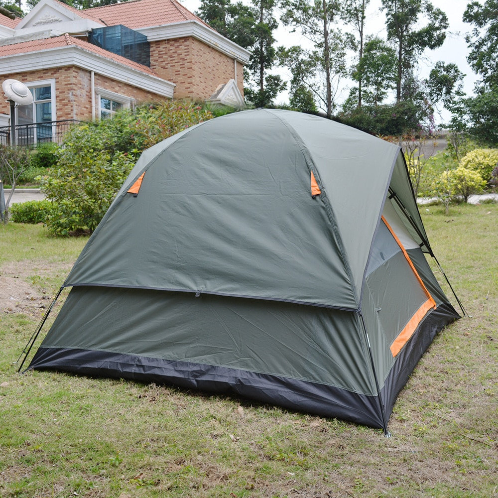 Cheap Goat Tents Upgraded 3 4 Person Camping Tent Double Layer Waterproof Tear resistant Plaid Fabric Outdoor Hiking Tourist Tent  3 Season Tent Tents 